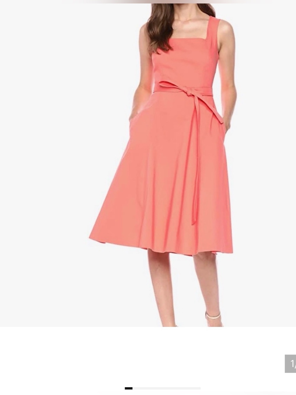 Calvin Klein Coral Tie-Waist A-Line Midi Skirt
